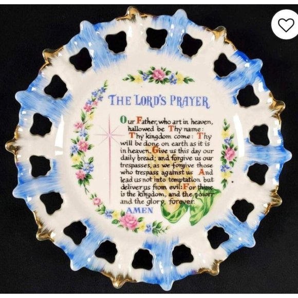 The Lords Prayer Porcelain Japan Commemorative Plate Vintage Circa 1950s - Picture 1 of 9